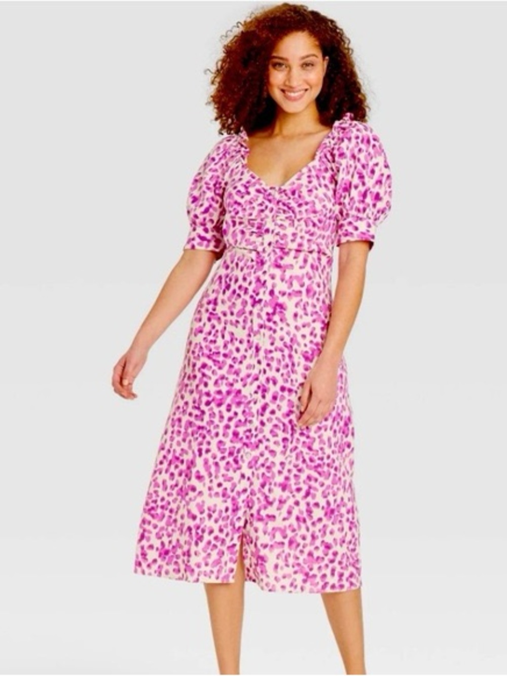 Who What Wear Puff-Sleeve Midi Dress